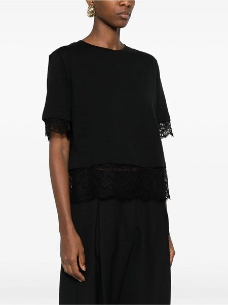 T-shirt in cotone con pizzo