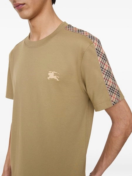 T-shirt in cotone con finiture Check