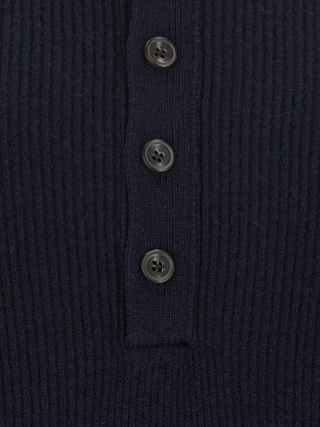 Polo a coste in lana e cashmere