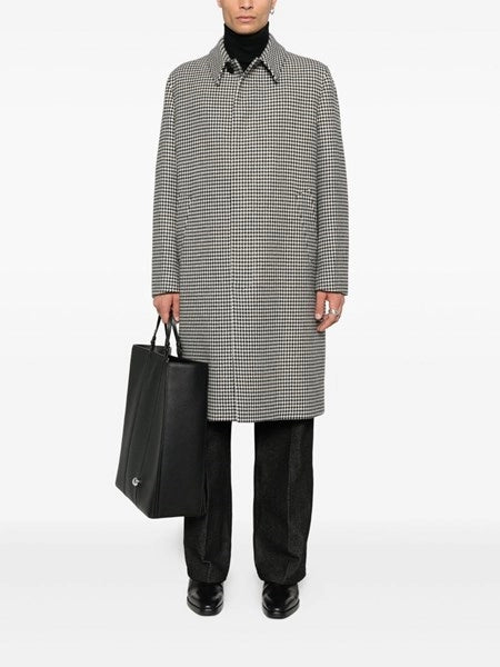 Cappotto pied de poule in lana e cashmere