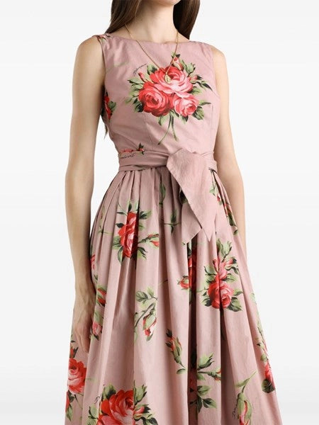 Abito in cotone stampa bouquet rose