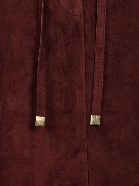 Gonna longuette in pelle scamosciata