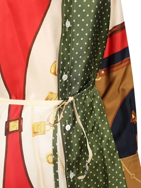 Camicia larga in twill di seta stampato
