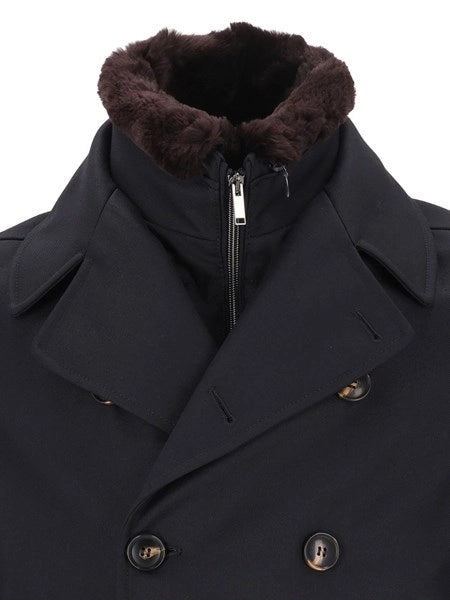 Giaccone doppiopetto con gilet in lapin