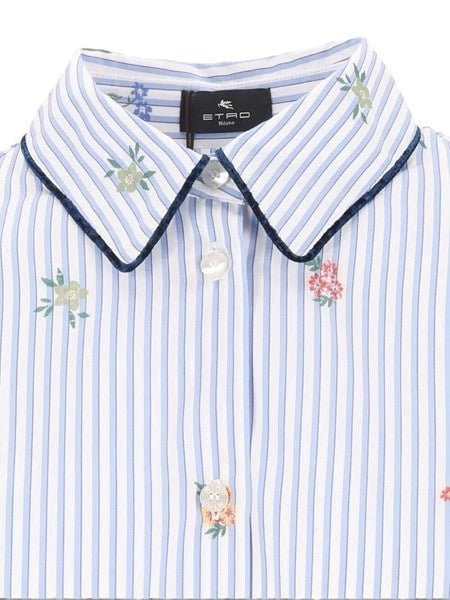 camicia in cotone jacquard a righe