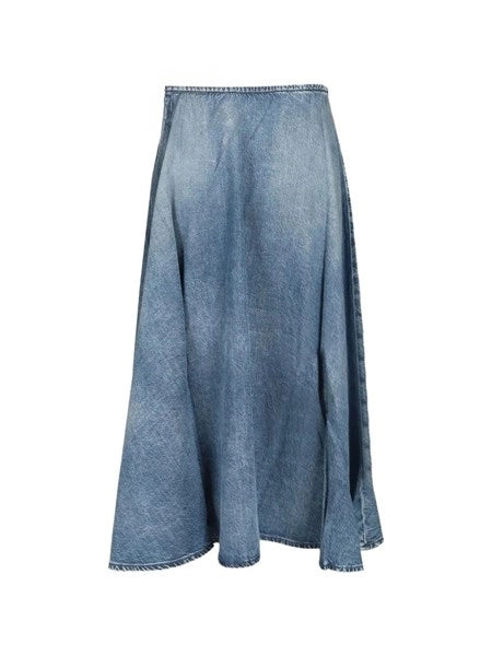 Gonna ampia in denim fluido