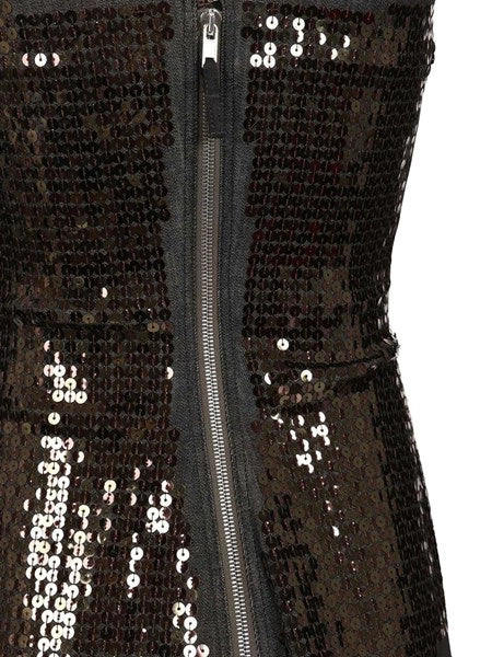 Top bustier in denim con paillettes