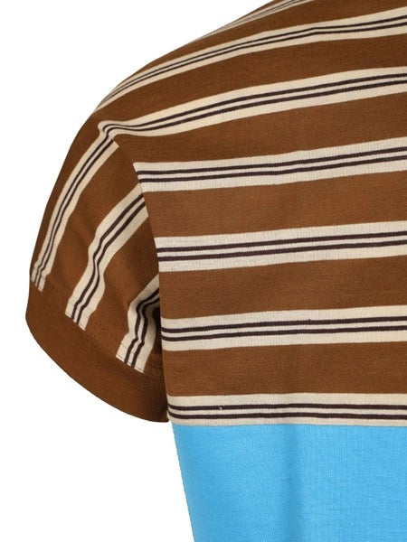 T-shirt in cotone a righe con intarsio