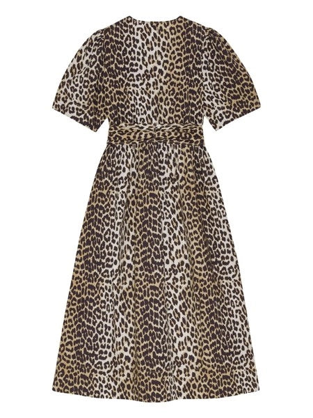 Abito midi leopardato
