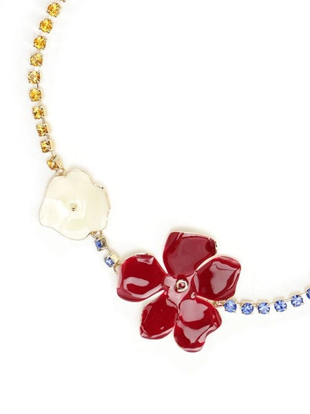 Collana con fiori smaltati multicolor