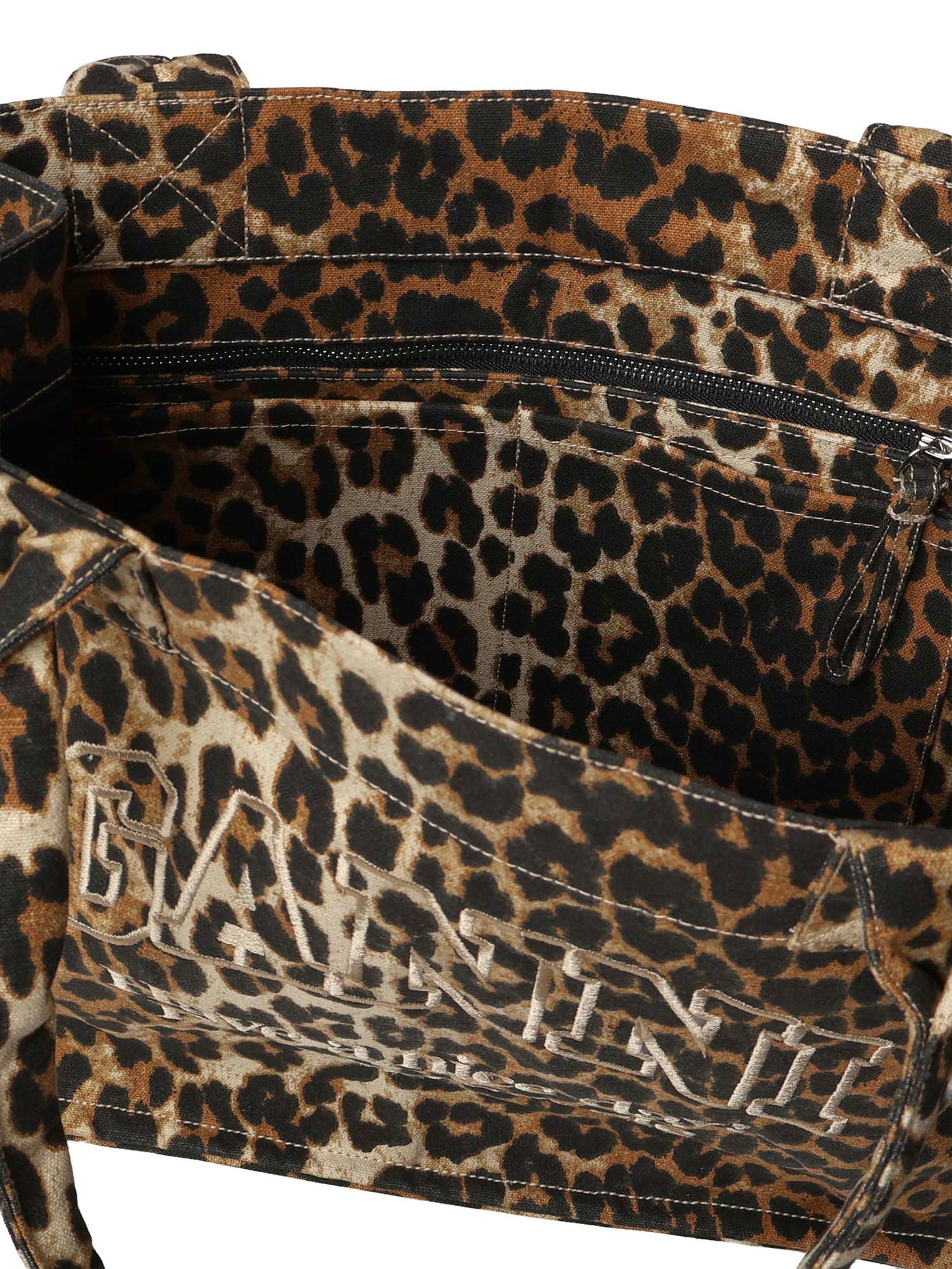 Borsa tote in tela con stampa animalier