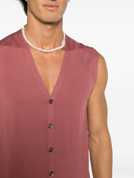 Gilet rosso granata in lana