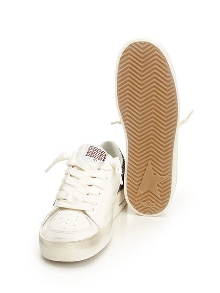 Sneaker "Stardan" in pelle bianca e stella glitterata