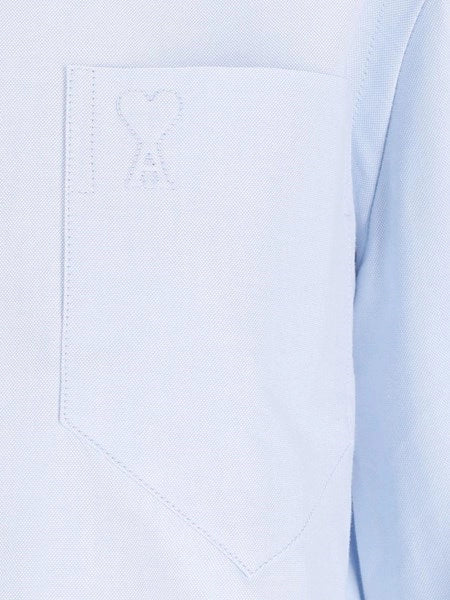 QUOTA - CROPPED CLASSIC FIT SHIRT WITH EMBOSSED AMI DE COEUR AT PATCH POCKET