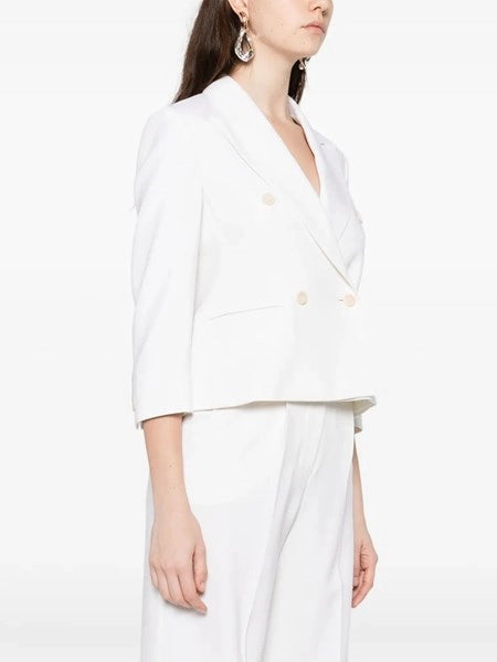 Blazer crop in tela di lana