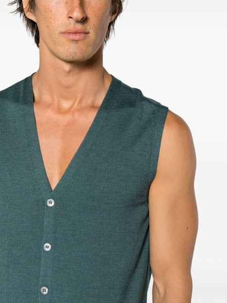 Gilet verde petrolio in lana
