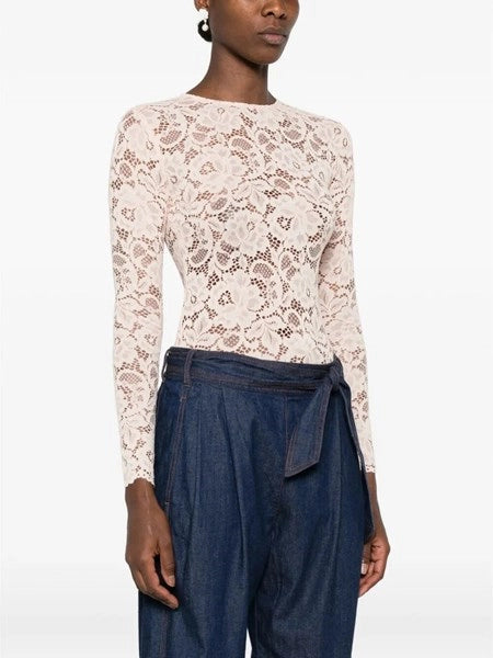 Body beige in pizzo floreale