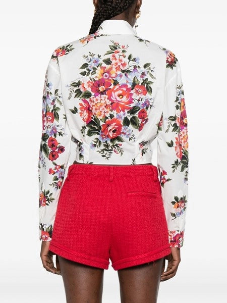 Camicia in cotone stampa mazzo di fiori
