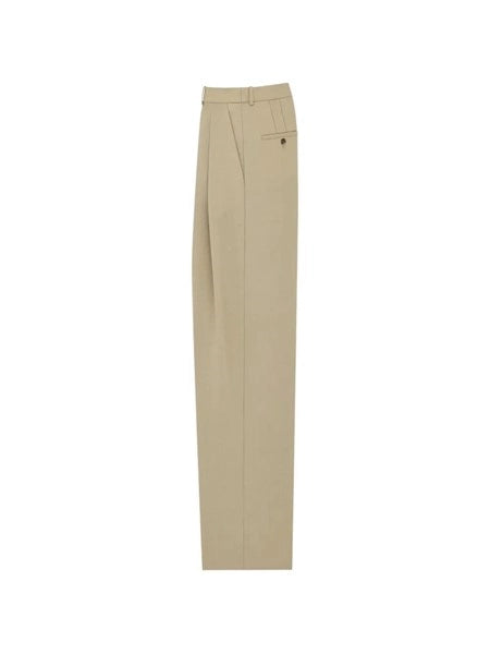 Pantaloni in lana e tela di seta