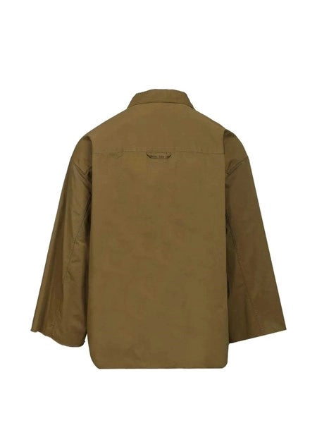 Camicia oversize in twill di cotone e lino