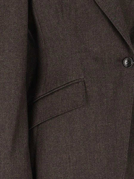 Blazer sfiancato in lana effetto denim