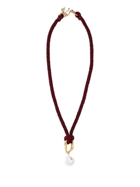 Collana in corda con gioiello scultura e perla pomegranate