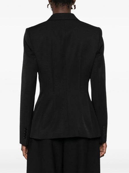 Giacca monopetto con ricamo stile cotta di maglia