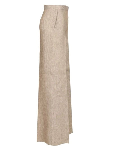 Pantalone in batavia di lino Chevron