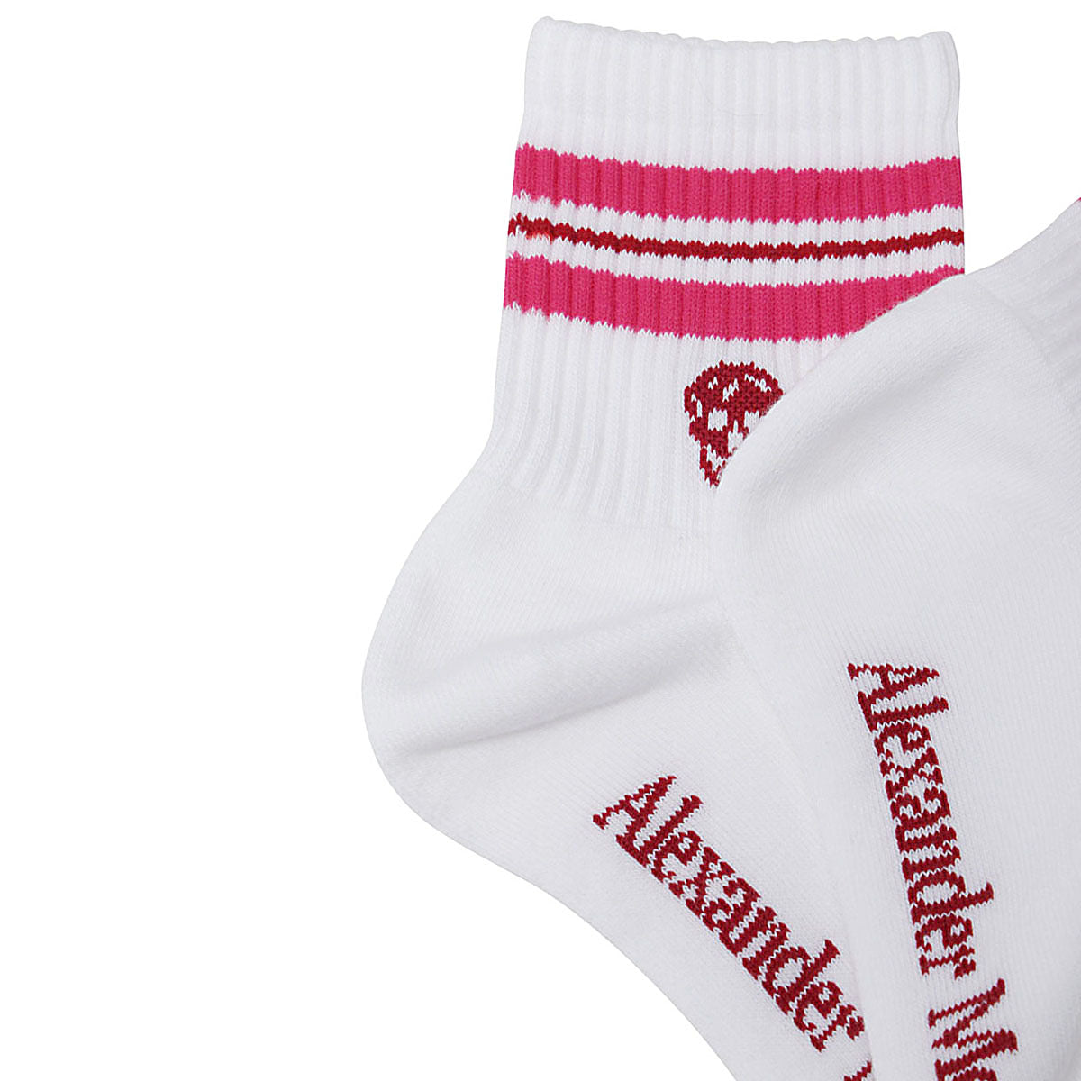 WHITE AND PINK COTTON BLEND SOCKS