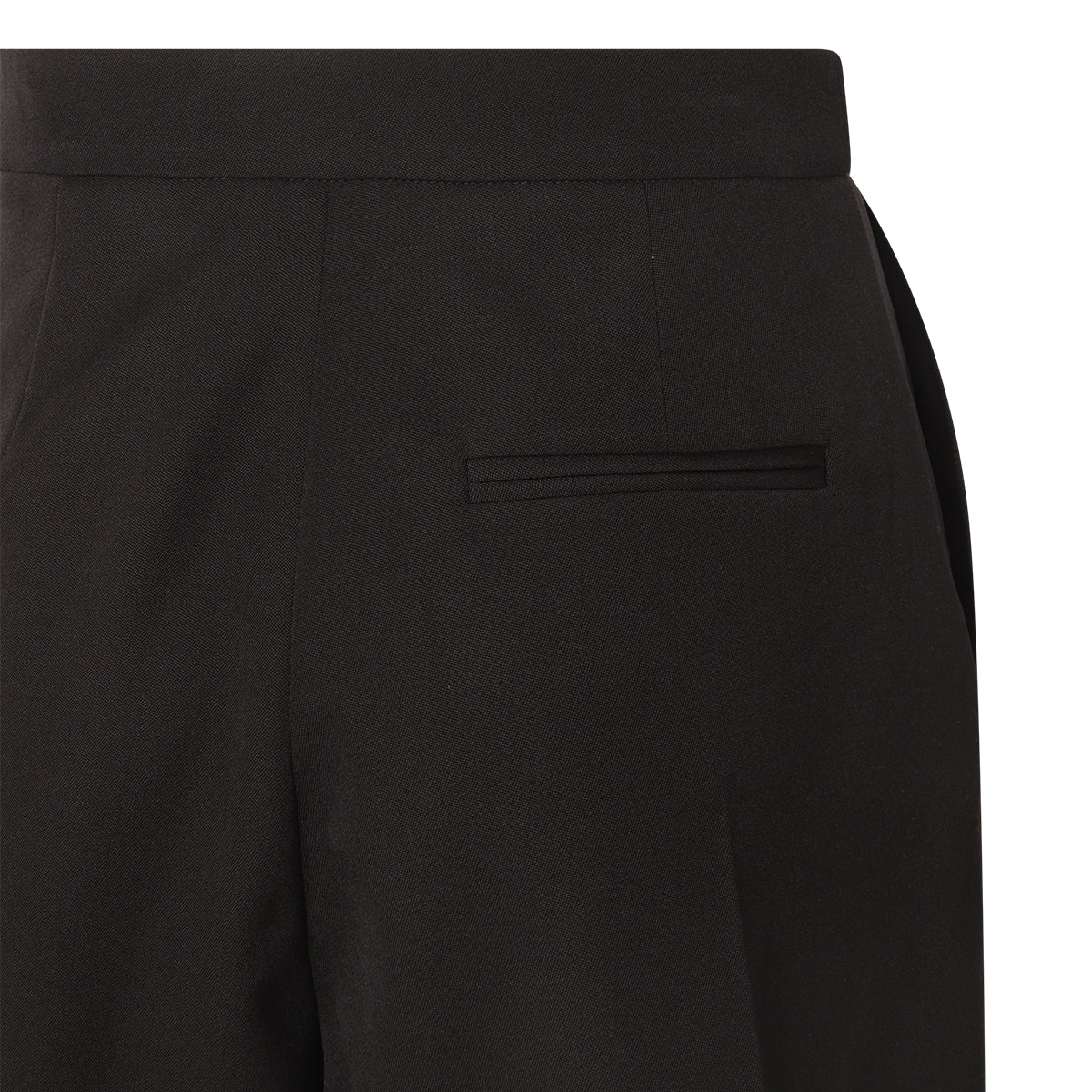 BLACK WOOL ZIPPED SHORTS