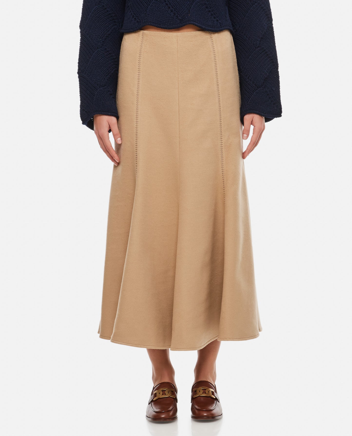 SILK PLEATED MIDI SKIRT