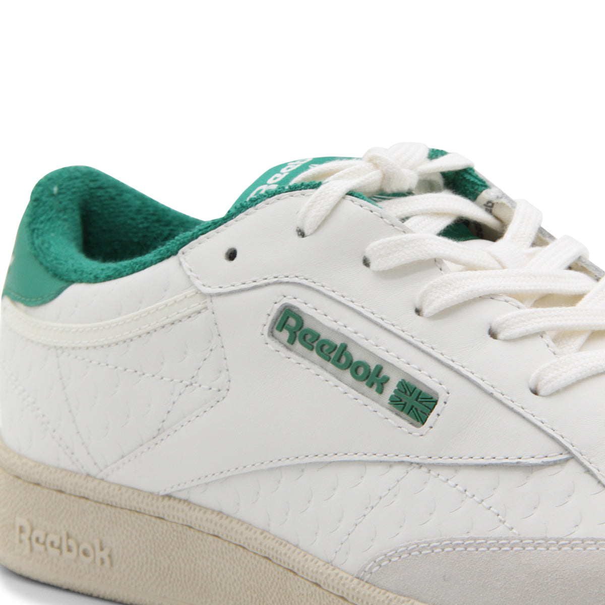 WHITE AND GREEN LEATHER SNEAKERS