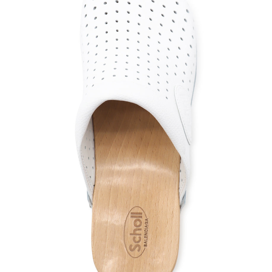 WHITE LEATHER SCHOLL SANDALS