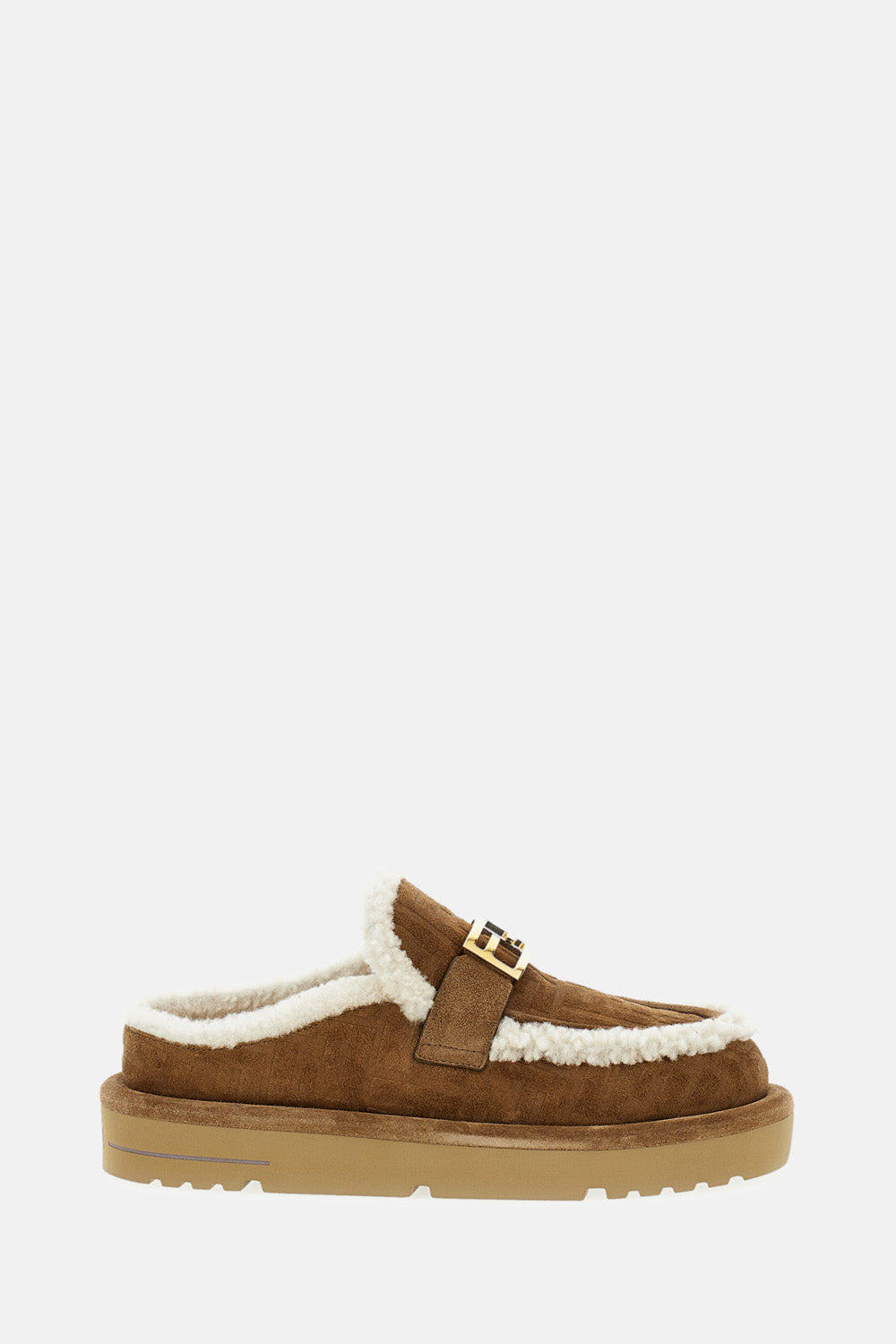 SUEDE AND SHEARLING SABOT