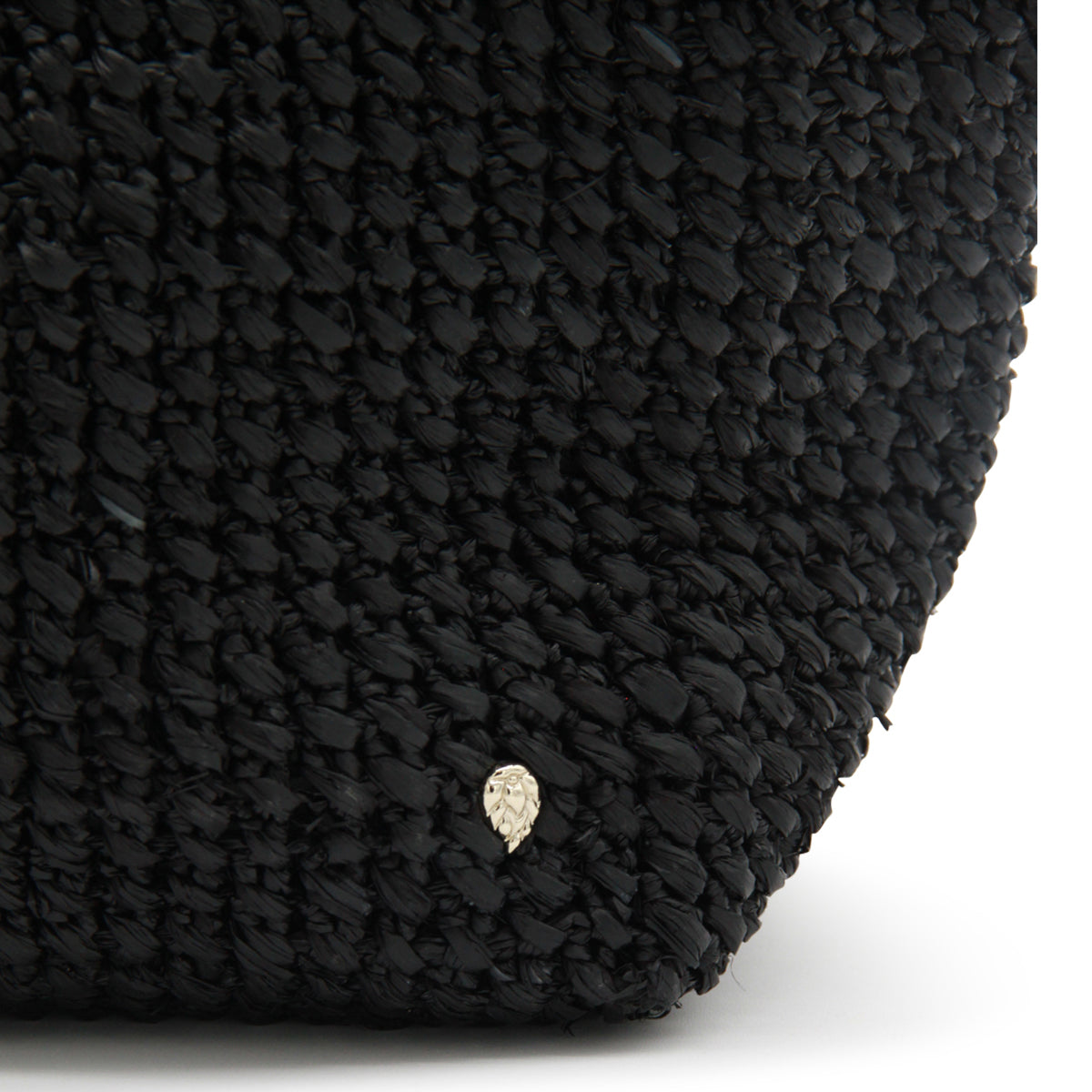 BLACK RAFFIA TOP HANDLE BAG
