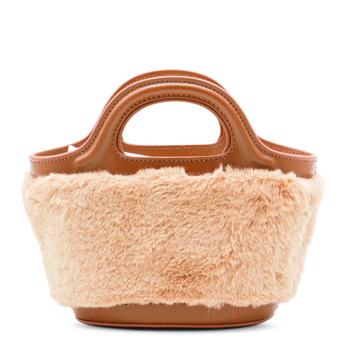 BROWN LEATHER TOP HANDLE BAG