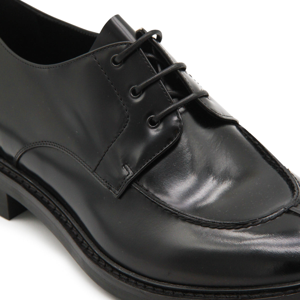 BLACK LEATHER LACE UP SHOES