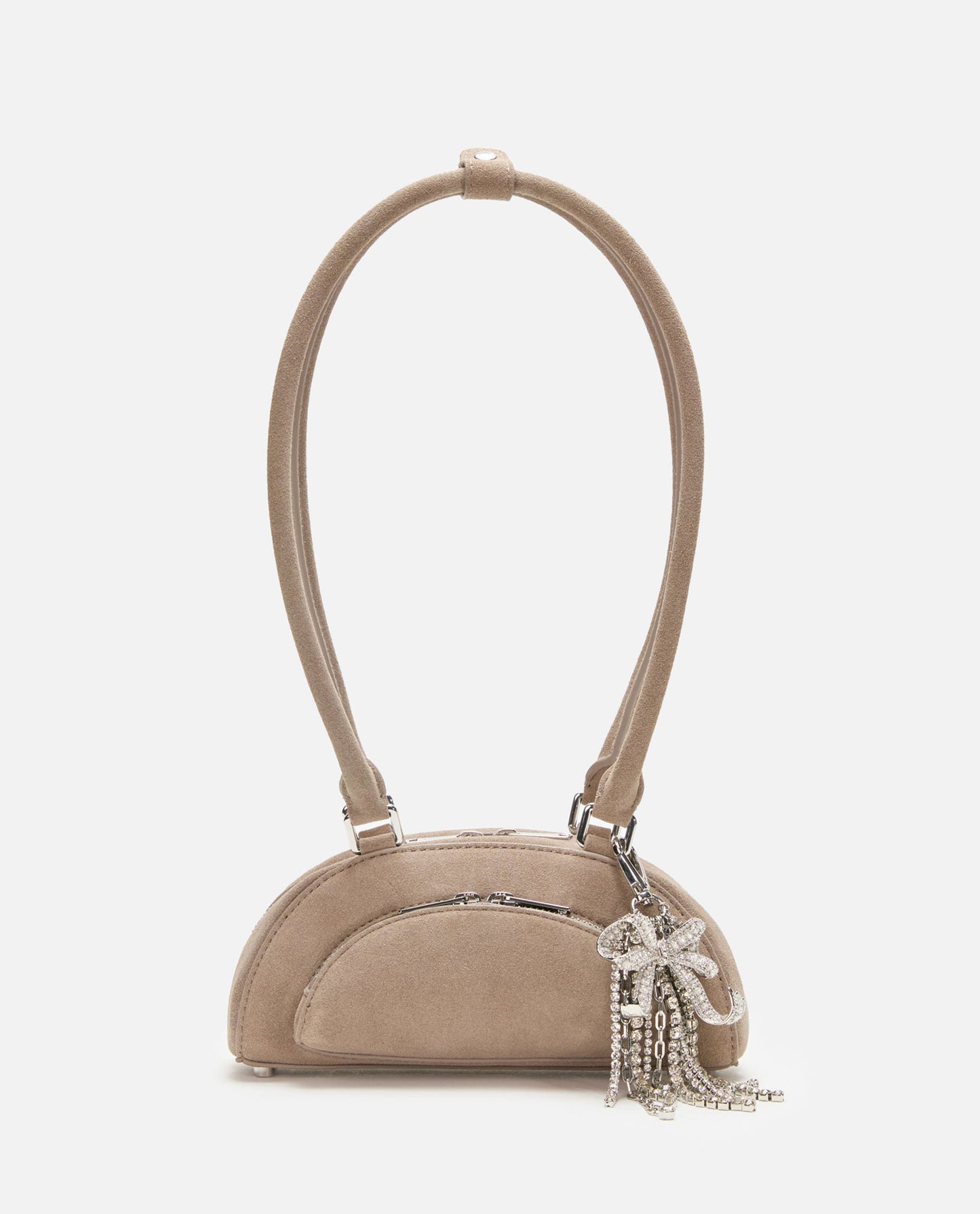 GREY SUEDE MINI SHOULDER BAG WITH CHARM