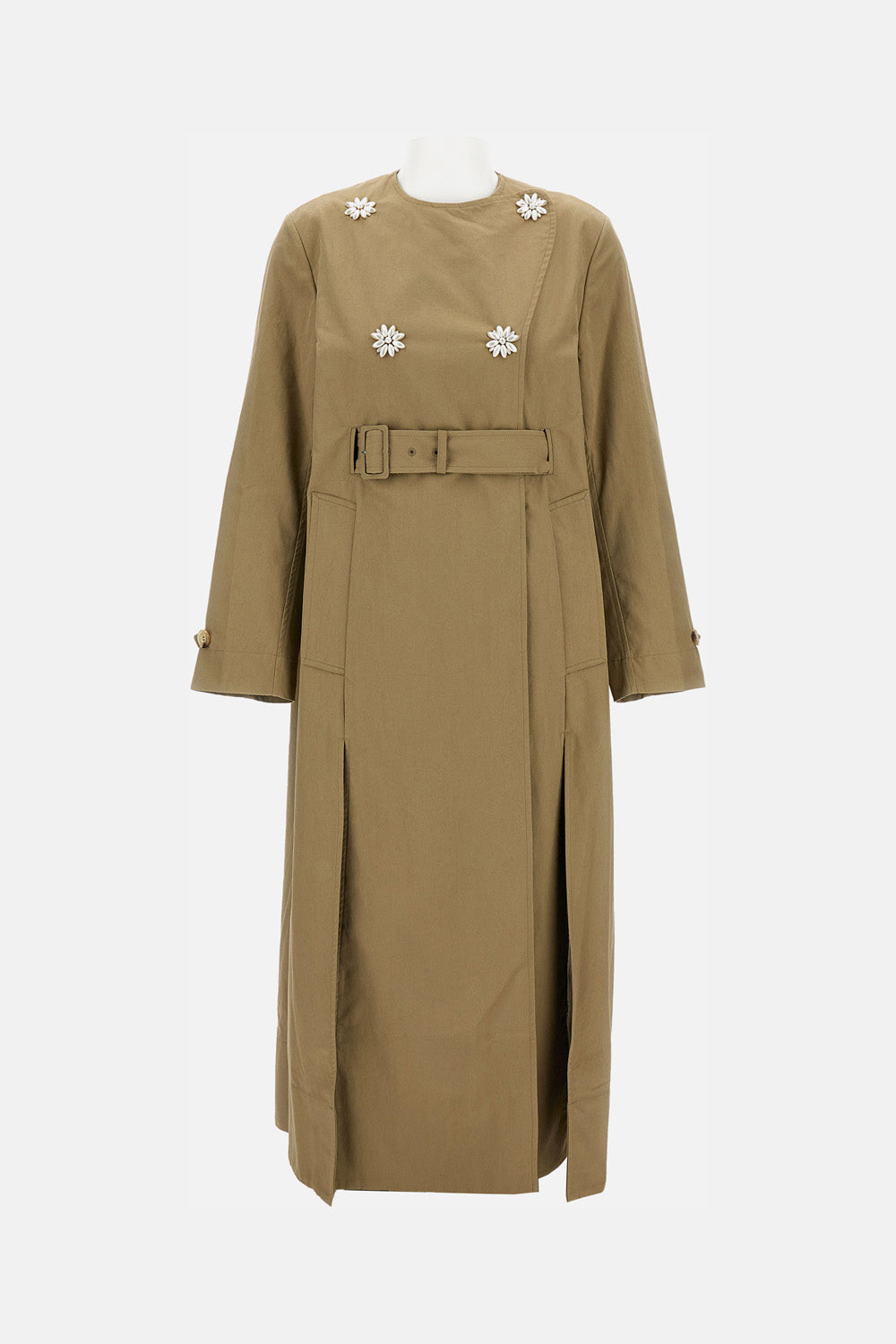 BELTED LONG MULTI SLIT TRENCH COAT