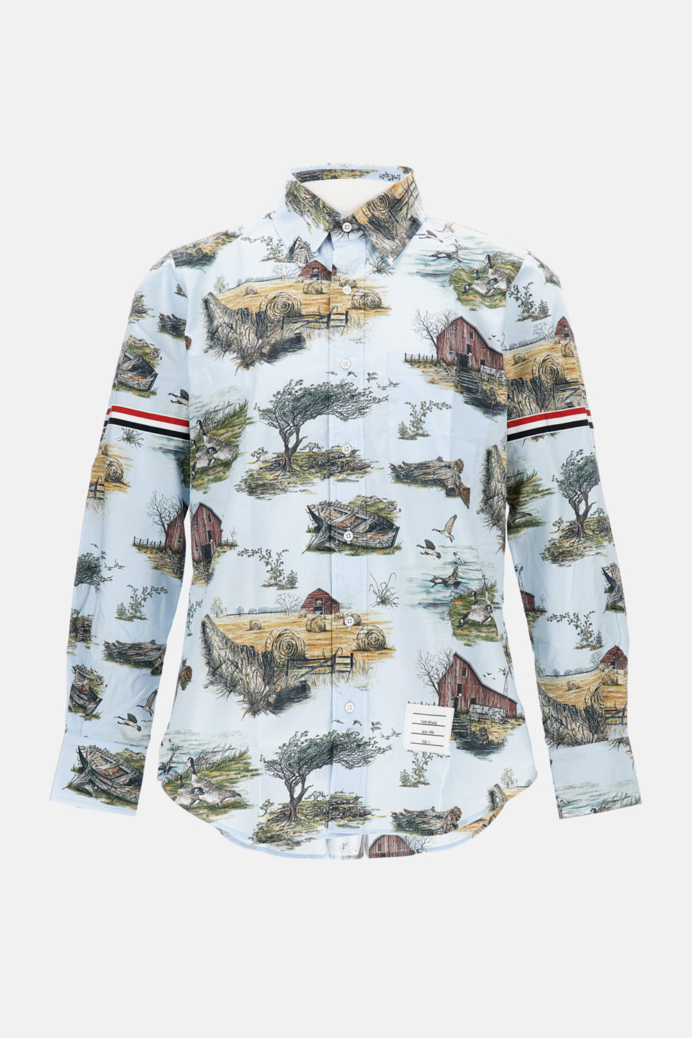 GRAPHIC STRAIGHT FIT SHIRT W/GG ARMBAND IN SCENIC TOILE SMALL COTTON POPELINE