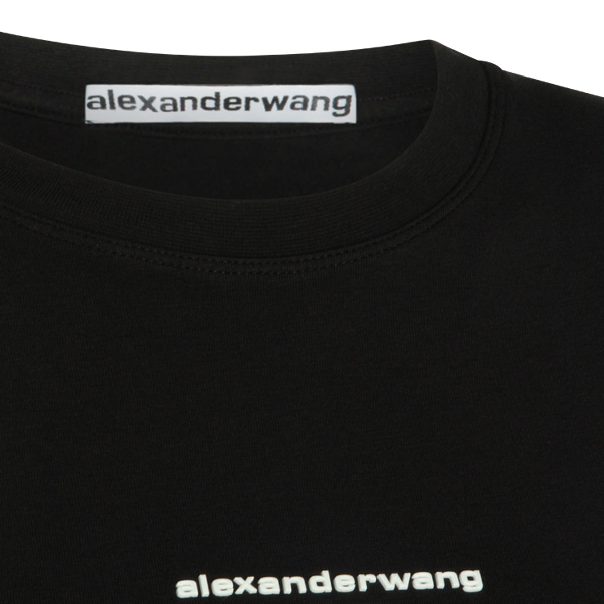 BLACK COTTON LOGO STRETCH T-SHIRT
