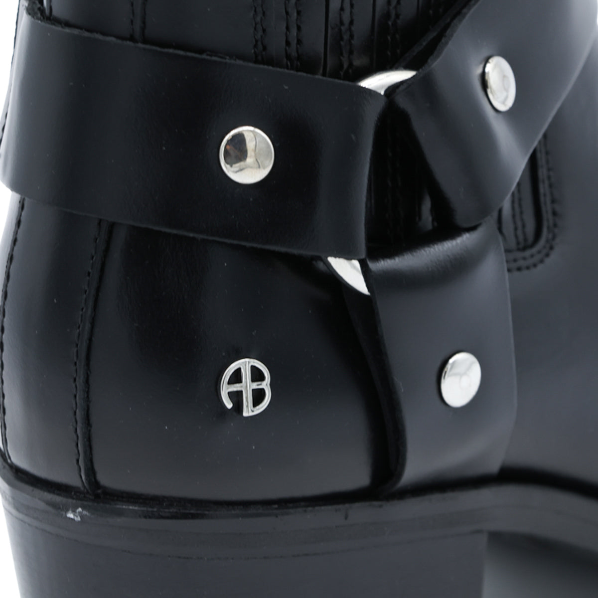 BLACK LEATHER MID BIKER BOOTS