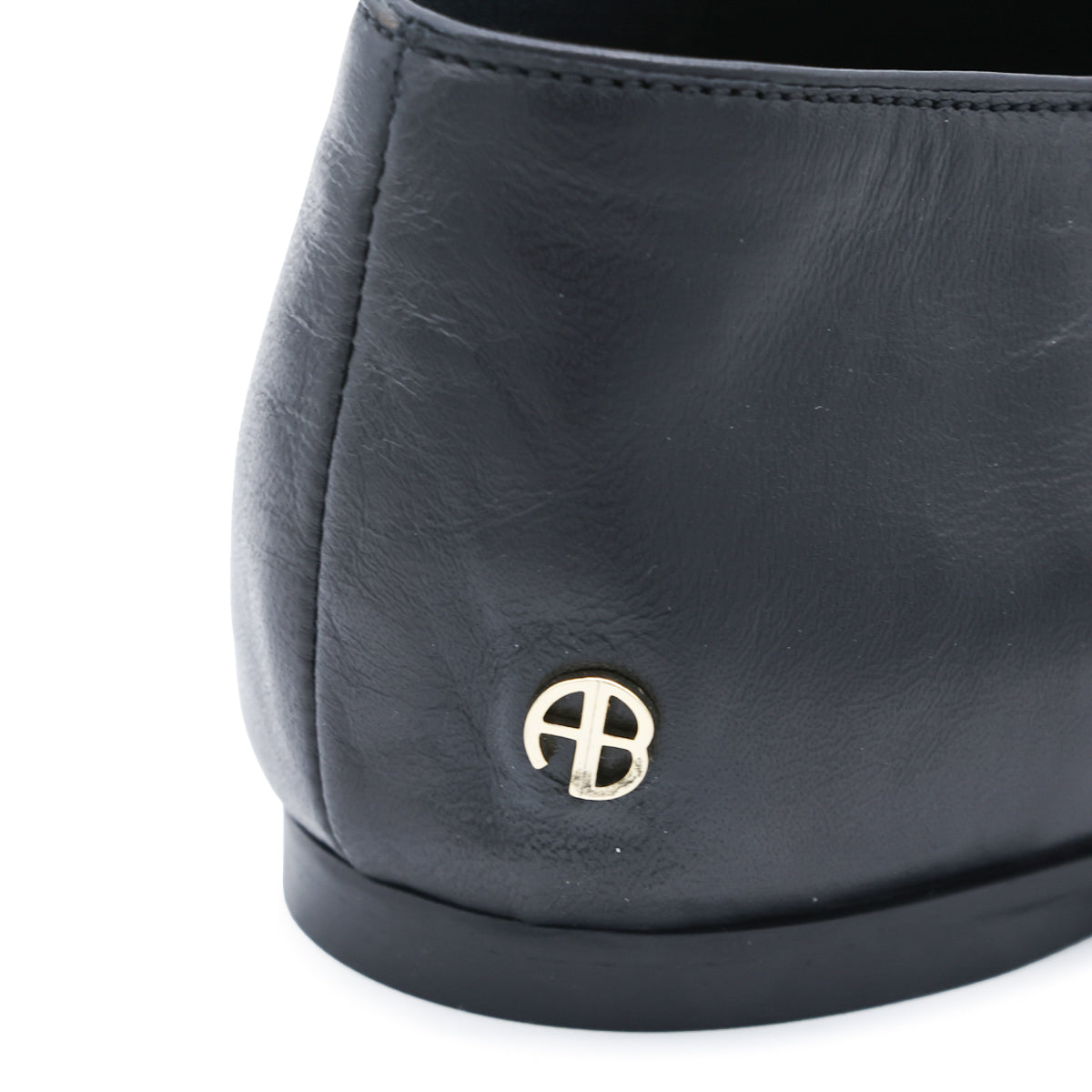 BLACK LEATHER ANA FLATS