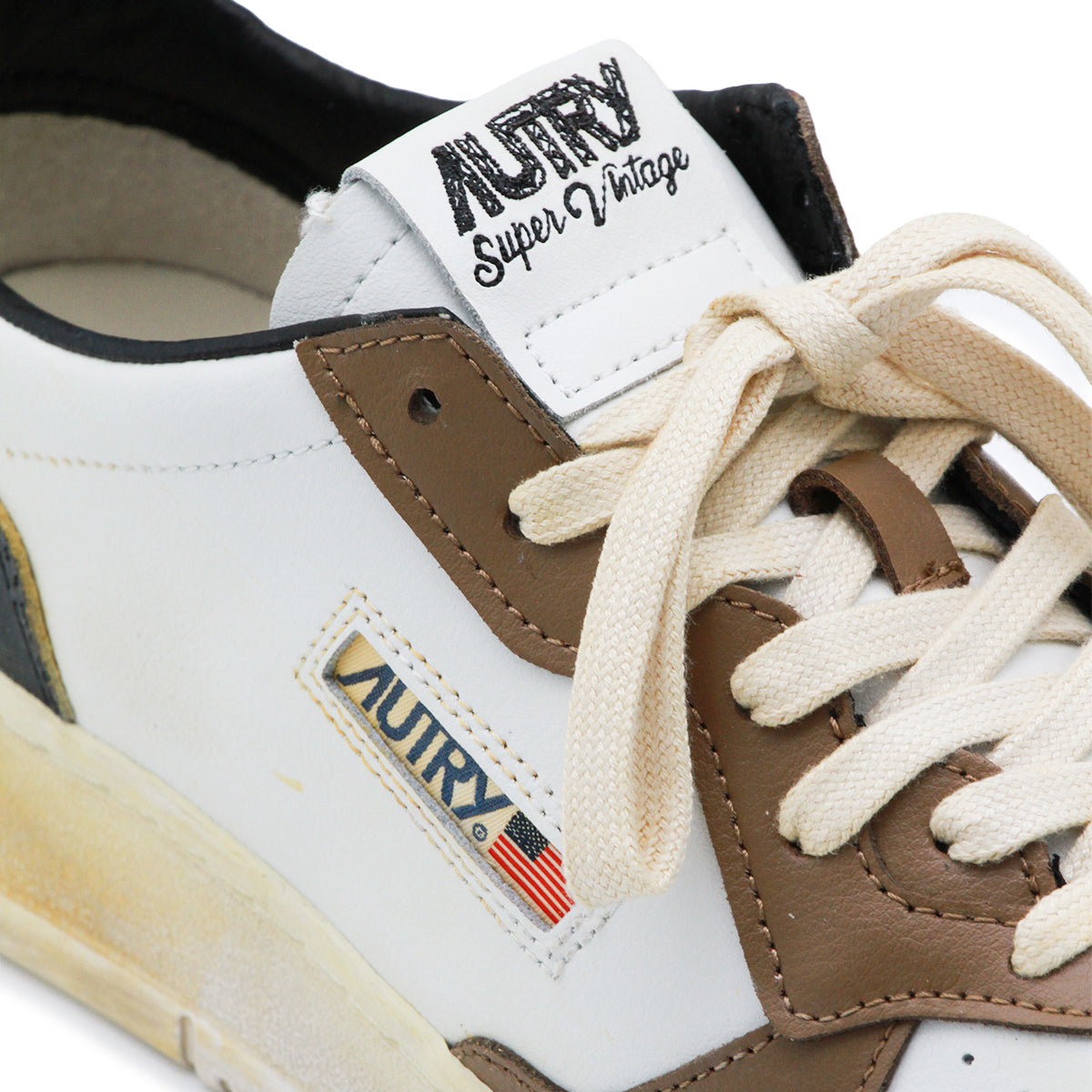 WHITE AND MALTMAL LEATHER SUPER VINTAGE SNEAKERS
