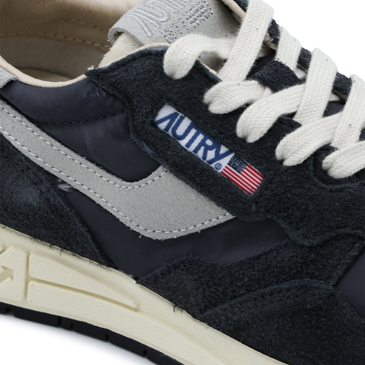 BLUE AND GREY LEATHER REELWIND SNEAKERS