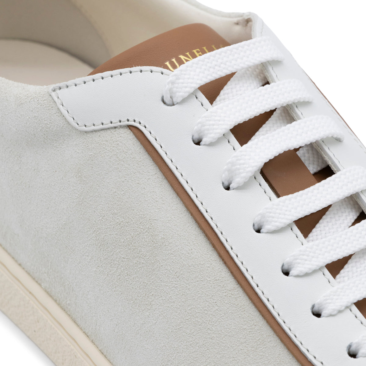 OFF WHITE COTTON AND LEATHER SNEAKERS