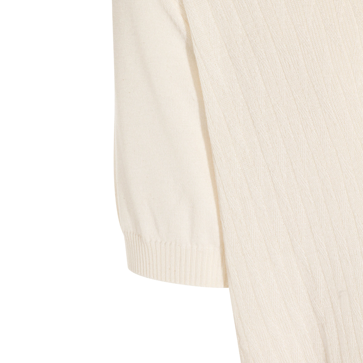 CREAM COTTON BLEND POLO SWEATER