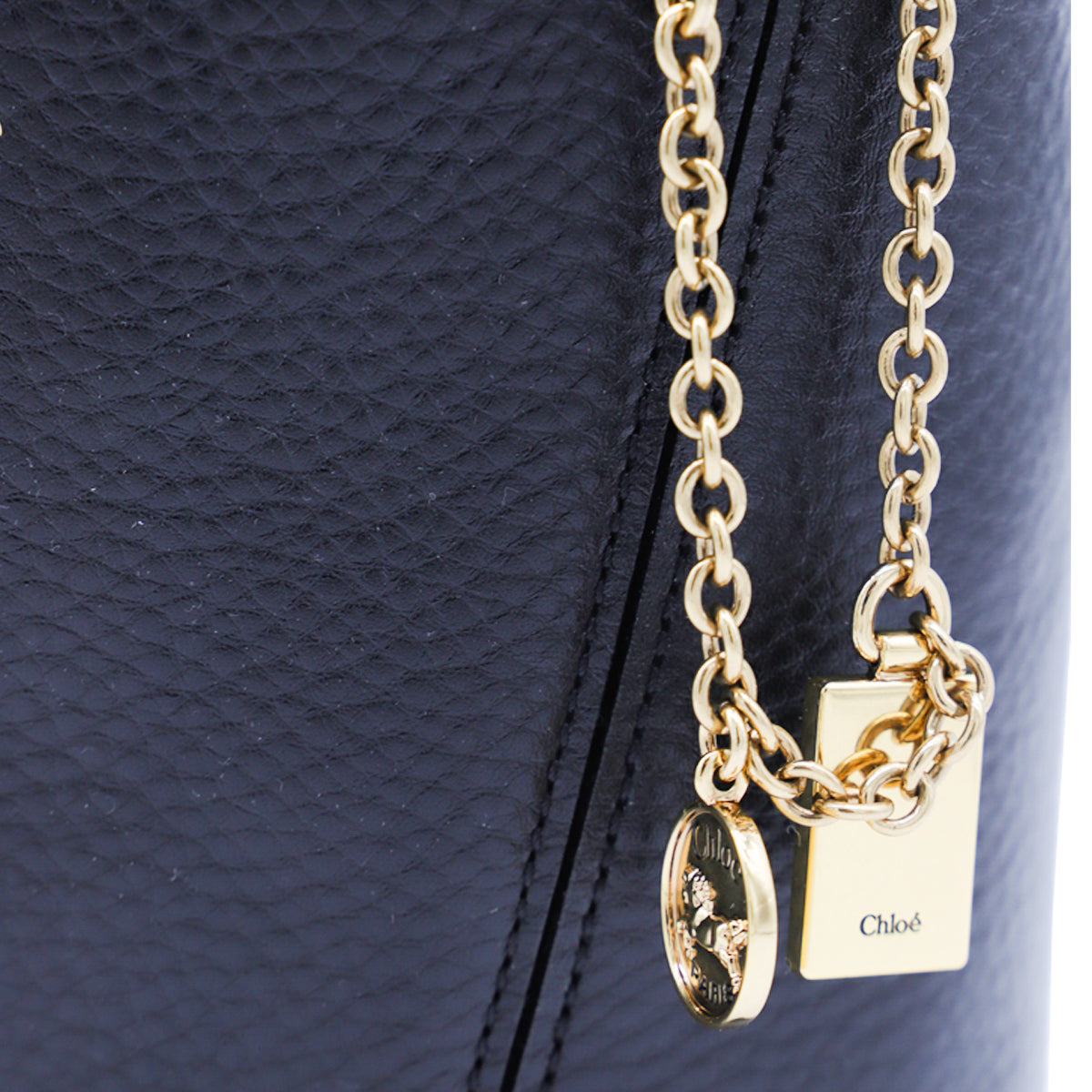 BLACK LEATHER SPIN TOTE