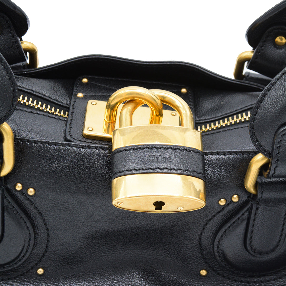 BLACK LEATHER PADDINGTON SHOULDER BAG