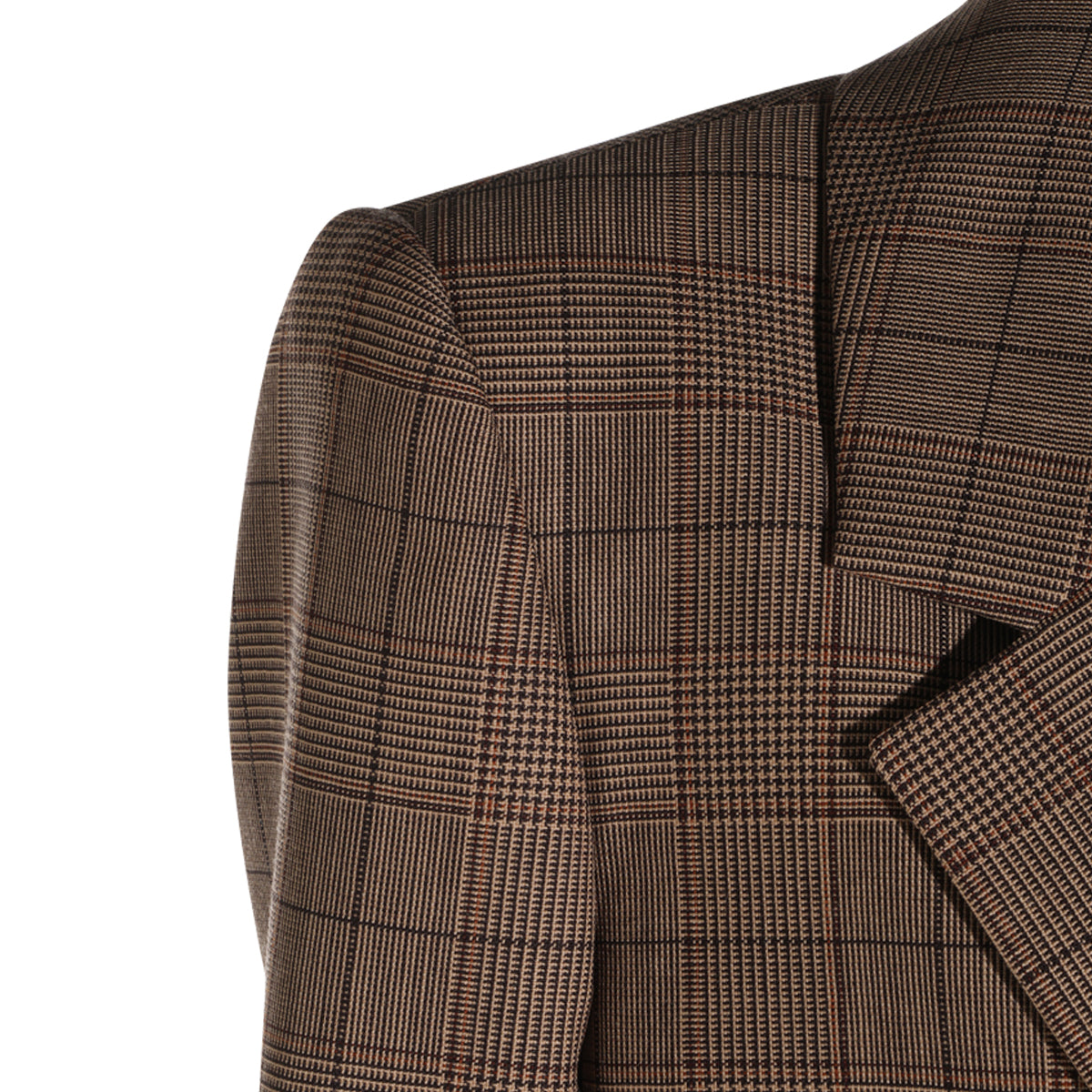 BROWN AND BEIGE WOOL CHECK BLAZER